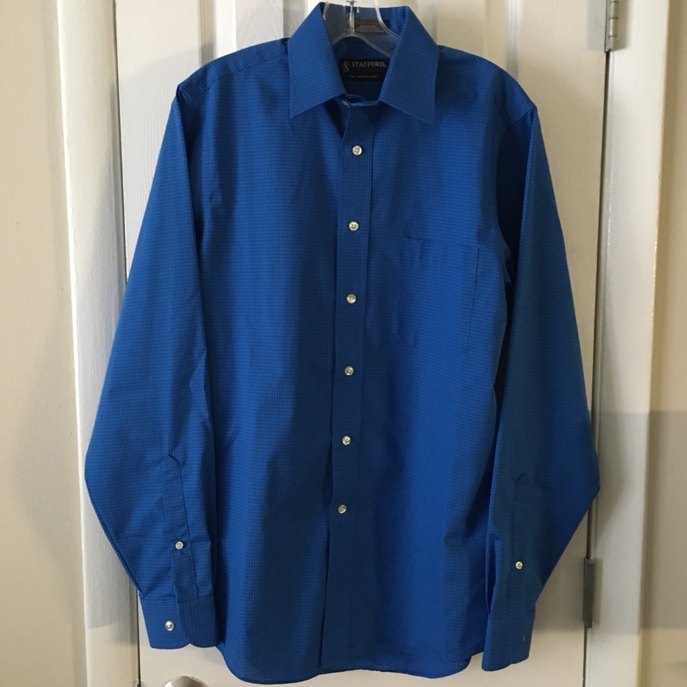 Blue Stafford Performance Button Down Shirt